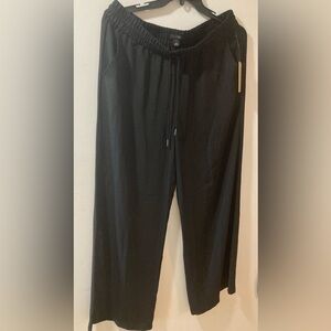Halogen Women's Plus Tie Waist Wide Leg Pants Black Size 1(1X) NEW With‎ Tags